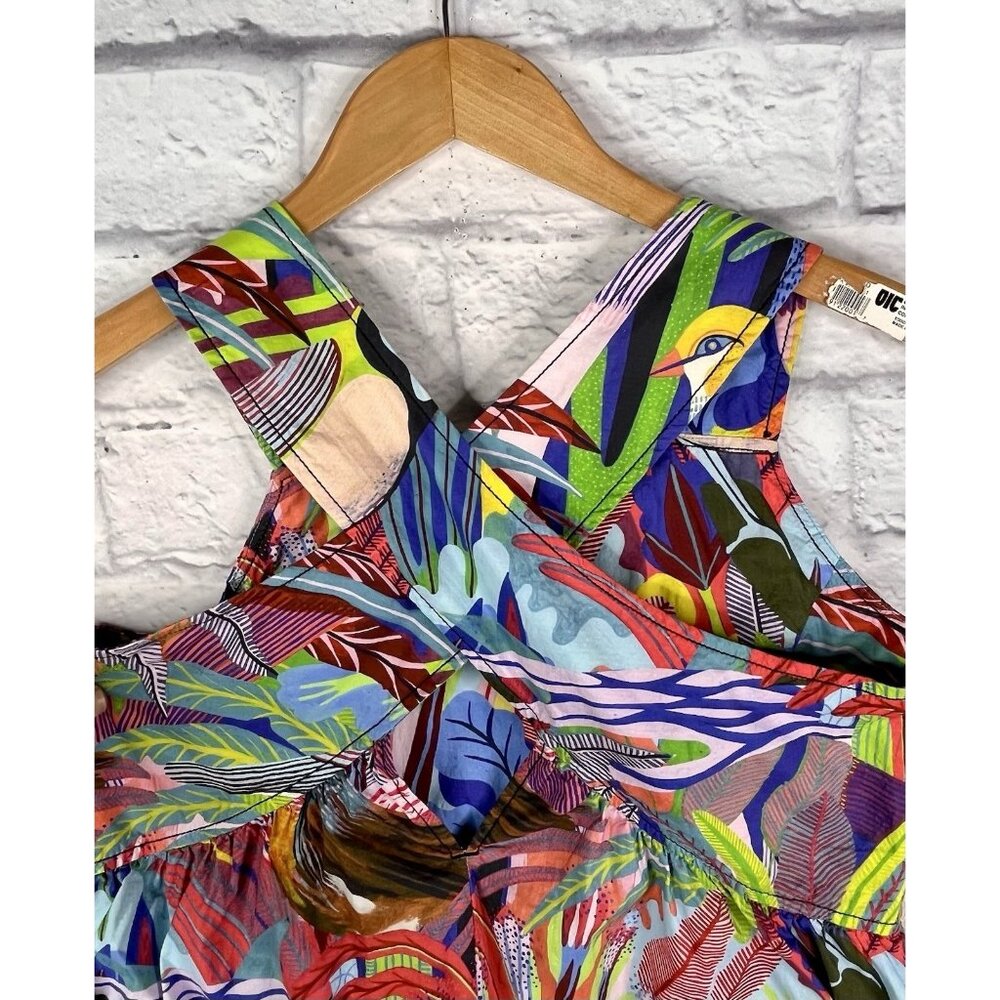 ORANE SIGEL X ANTHROPOLOGIE Women's Bright Tropical Cross Back Sleeveless Dress - Picture 3 of 6